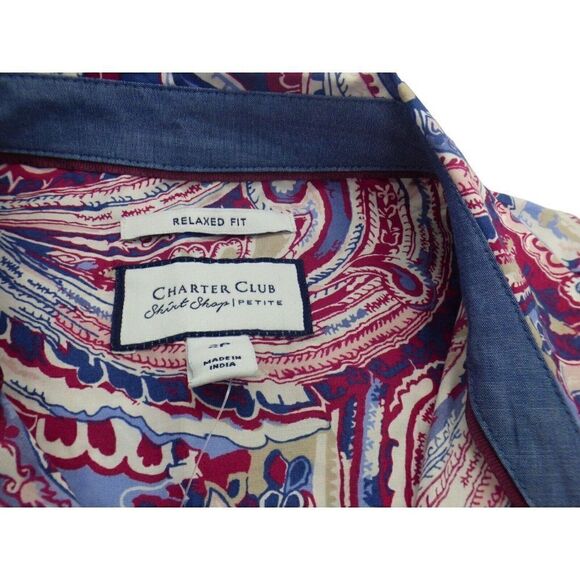 Charter Club Women’s Tabbed Sleeves Petites Cotton Shirt, 2P, Cloud Combo - Picture 9 of 10